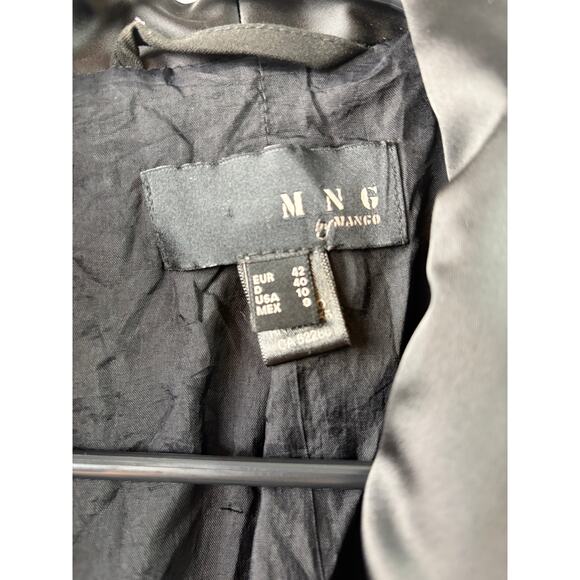 Chic MNG by Mango Satin Lapel Tuxedo Blazer – Black – Size 10 - Picture 5 of 6